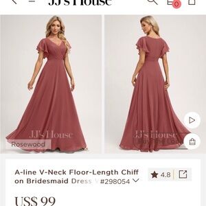 JJs House Rosewood Maxi Dress with Flutter Sleeves
